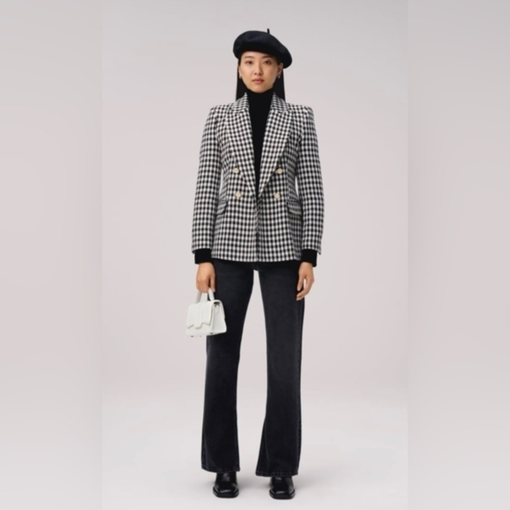 Zara Women's Black and White Houndstooth Blazer - Picture 7 of 8